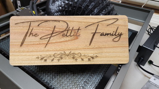 Personalized Cedar Wood Family Name Sign - Laser Engraved