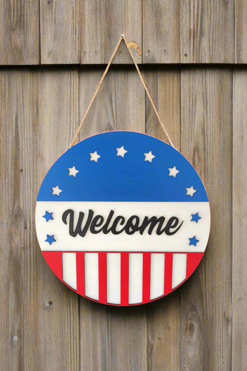 15.5" Round Welcome Sign - USA