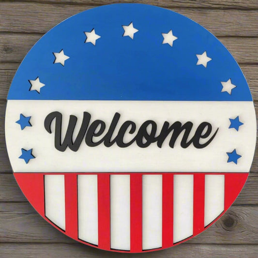 15.5" Round Welcome Sign - USA