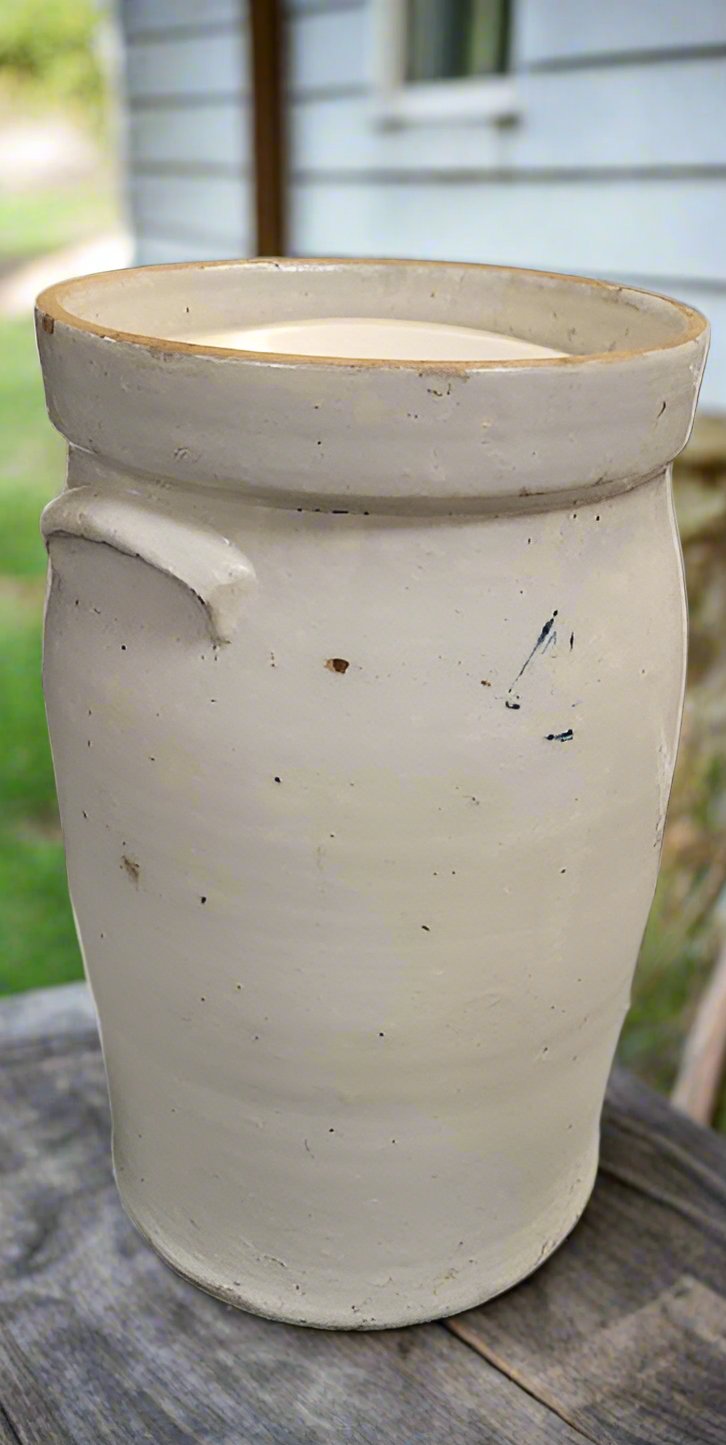 Antique #4 Gallon Cream Butter Churn Crock – Vintage Farmhouse Charm