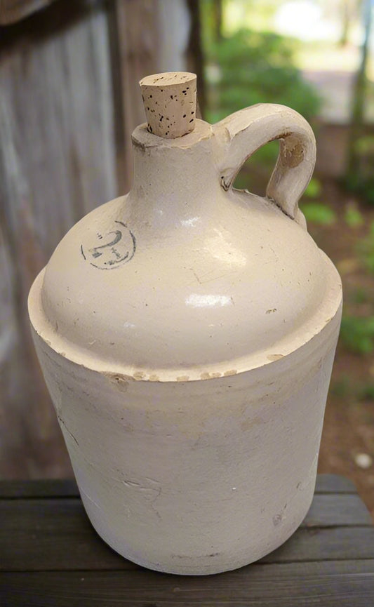 Vintage 2-Gallon Ivory Dome Top Jug with Cork – Classic Stoneware